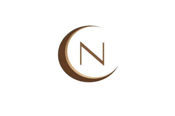 Lunara Natura Spa logo — crescent moon with N monogram